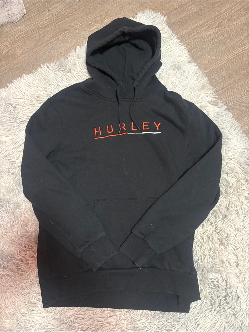Hurley Black Pullover Hoodie with Red & White Logo